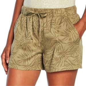 NEW Gap Ladies Tencel Drawstring Shorts with Olive Vine Pattern - Size XXL